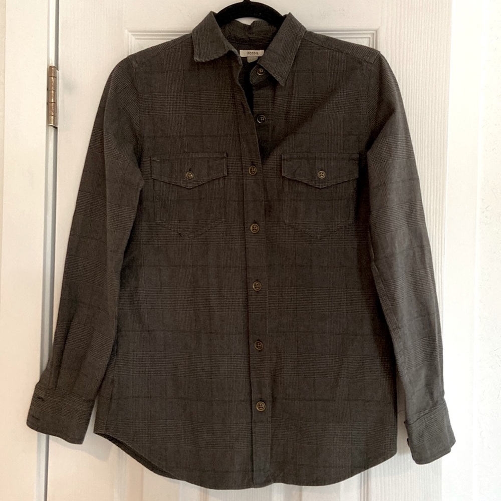 Fossil Heavyweight cotton plaid Shacket size XSMALL